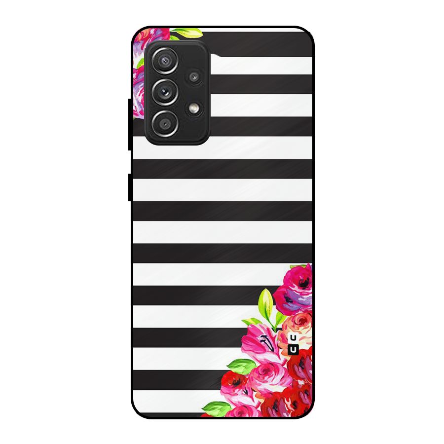 Floral Stripes Metal Back Case for Galaxy A52s 5G