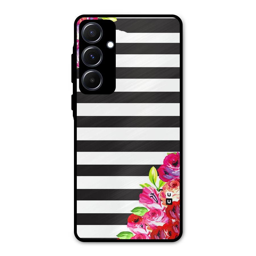 Floral Stripes Metal Back Case for Galaxy A55