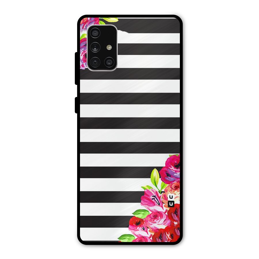Floral Stripes Metal Back Case for Galaxy A71