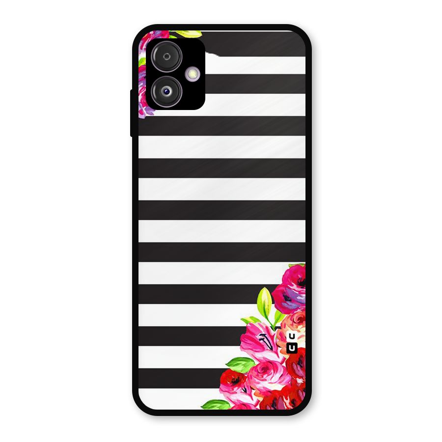 Floral Stripes Metal Back Case for Galaxy F14