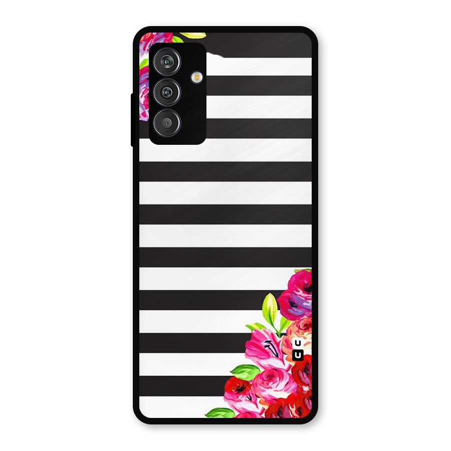 Floral Stripes Metal Back Case for Galaxy M13