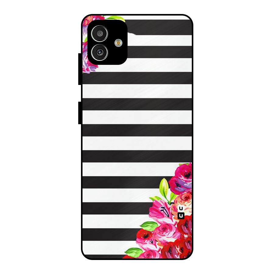 Floral Stripes Metal Back Case for Galaxy M13 5G
