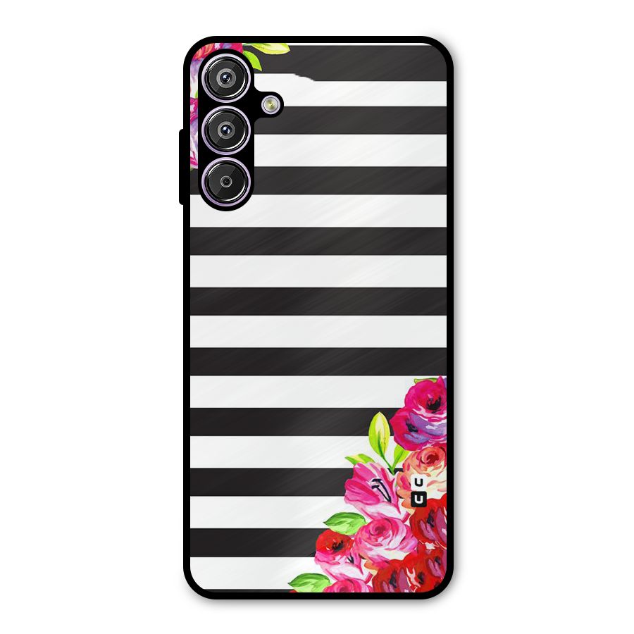 Floral Stripes Metal Back Case for Galaxy M15