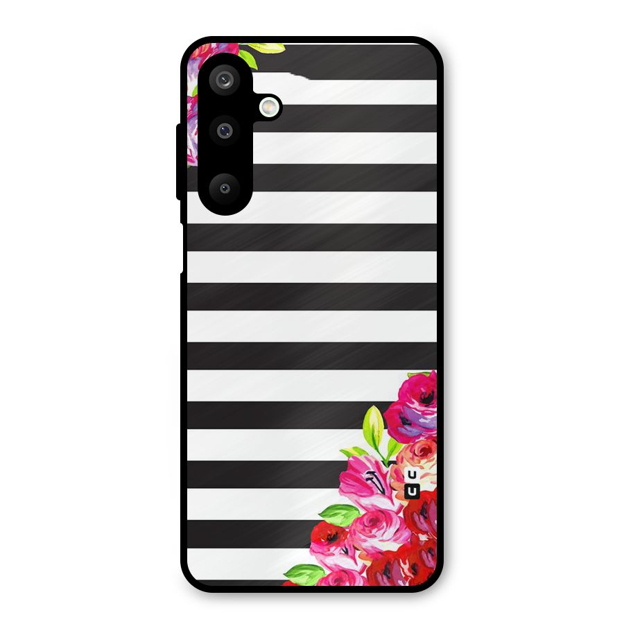 Floral Stripes Metal Back Case for Galaxy M16