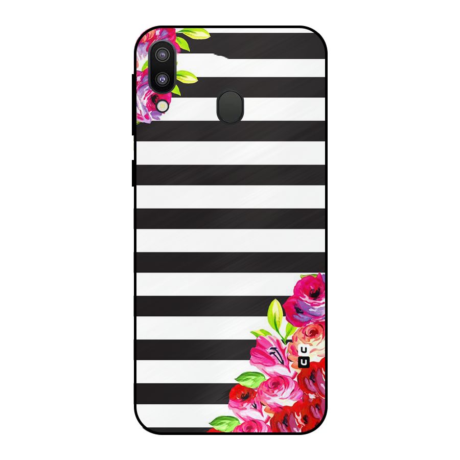 Floral Stripes Metal Back Case for Galaxy M20