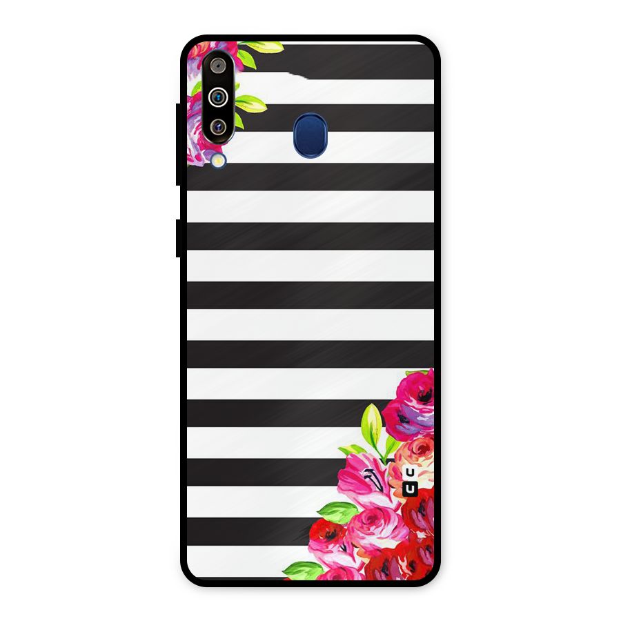 Floral Stripes Metal Back Case for Galaxy M30