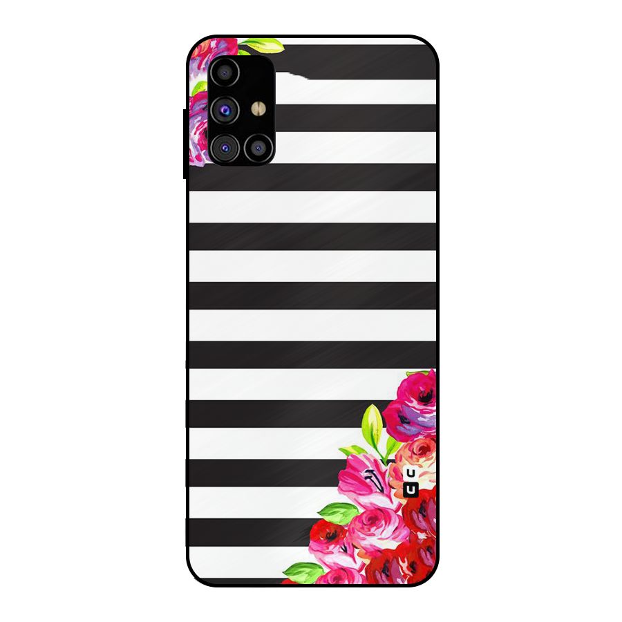 Floral Stripes Metal Back Case for Galaxy M31s