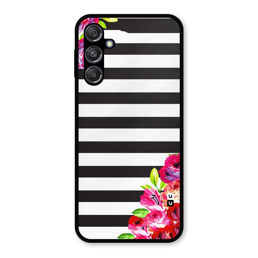 Floral Stripes Metal Back Case for Galaxy M34 5G