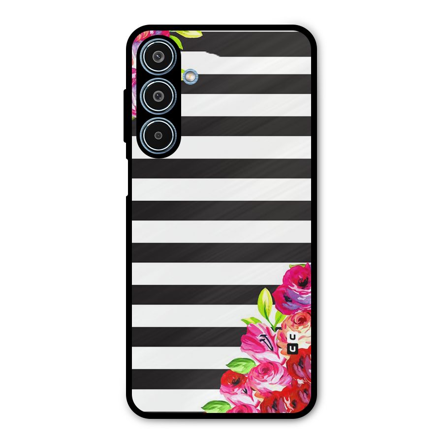 Floral Stripes Metal Back Case for Galaxy M35