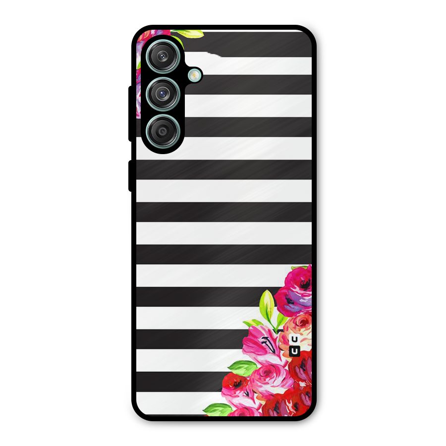 Floral Stripes Metal Back Case for Galaxy M55 5G