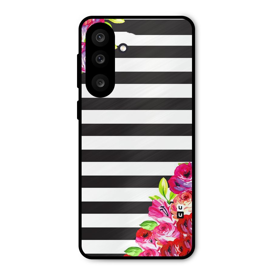 Floral Stripes Metal Back Case for Galaxy M56