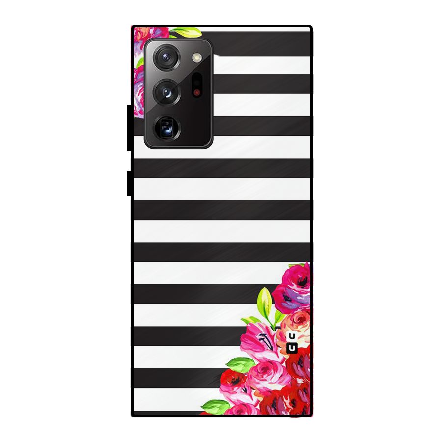 Floral Stripes Metal Back Case for Galaxy Note 20 Ultra