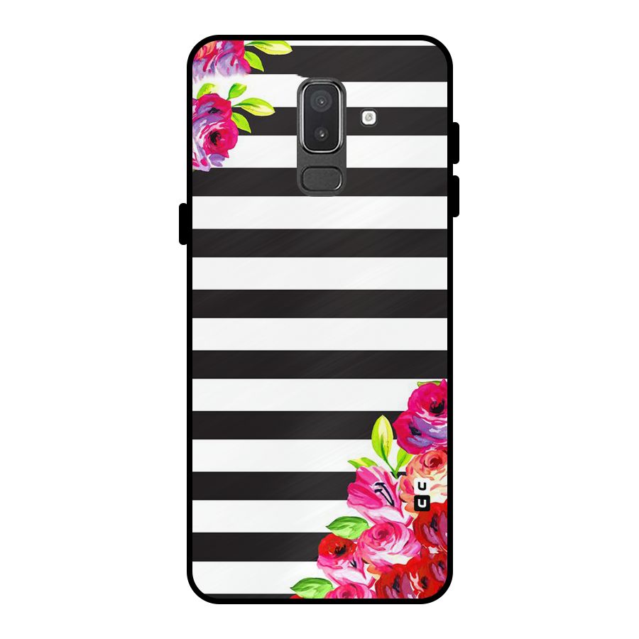 Floral Stripes Metal Back Case for Galaxy On8 (2018)