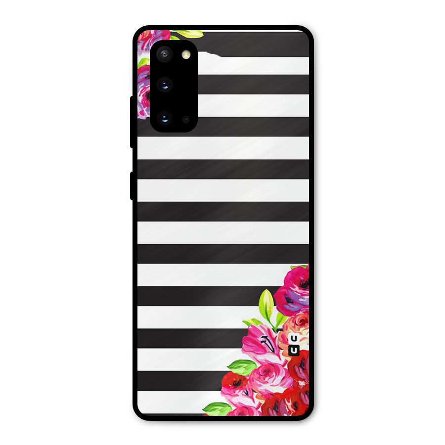 Floral Stripes Metal Back Case for Galaxy S20