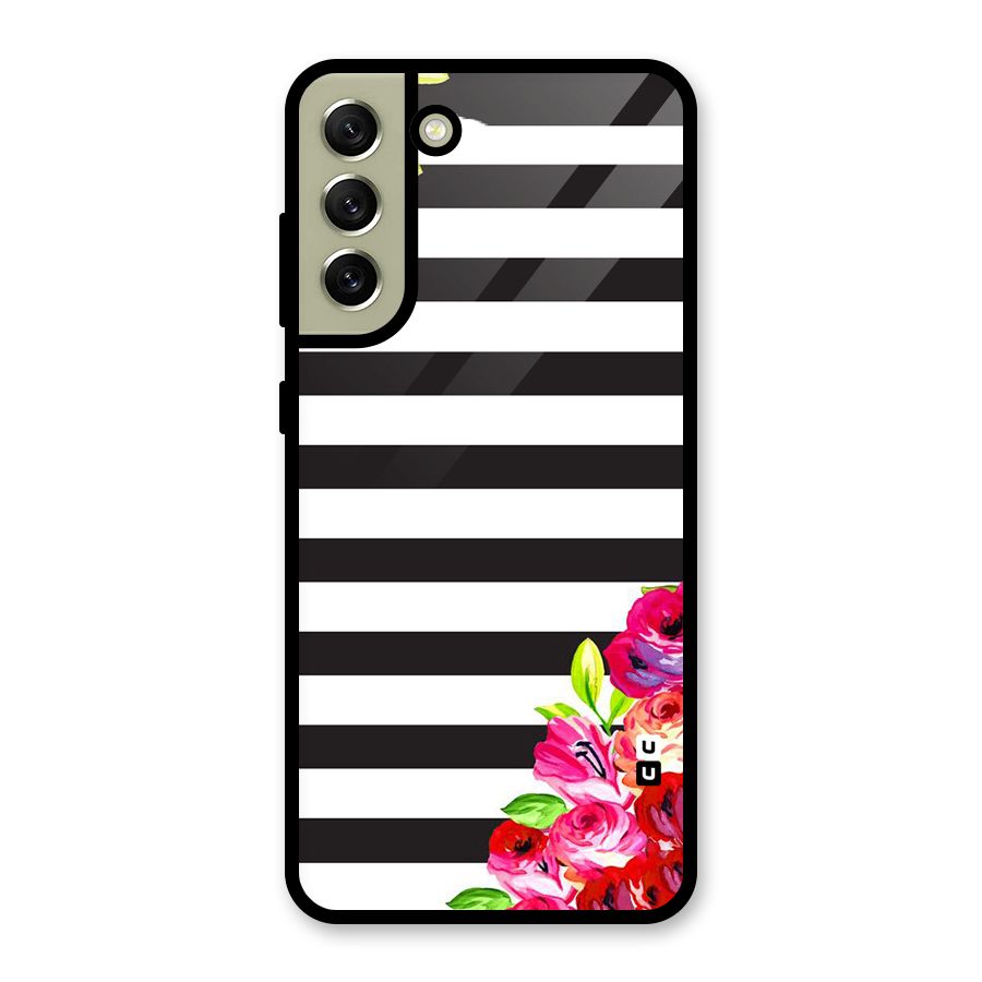 Floral Stripes Metal Back Case for Galaxy S21 FE 5G (2023)