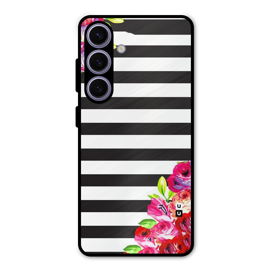Floral Stripes Metal Back Case for Galaxy S24