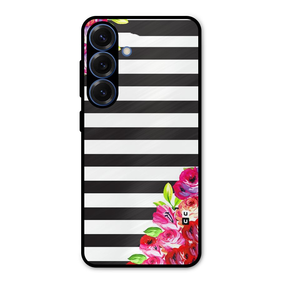 Floral Stripes Metal Back Case for Galaxy S25