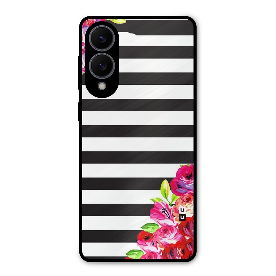 Floral Stripes Metal Back Case for Galaxy S25 Edge