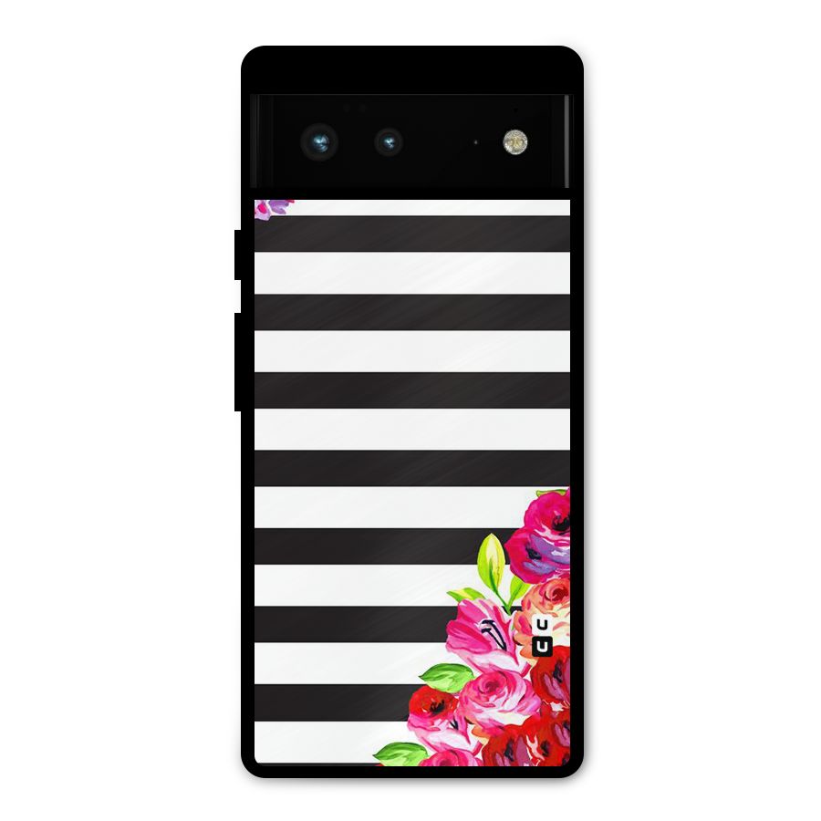Floral Stripes Metal Back Case for Google Pixel 6