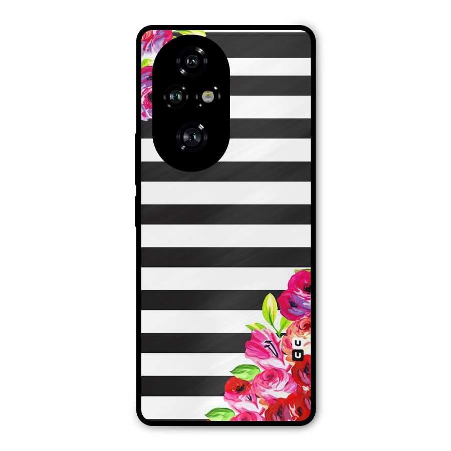 Floral Stripes Metal Back Case for Honor 200 Pro
