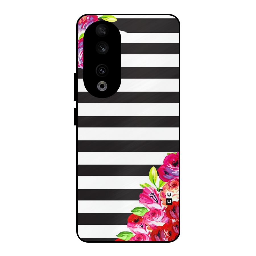 Floral Stripes Metal Back Case for Honor 90