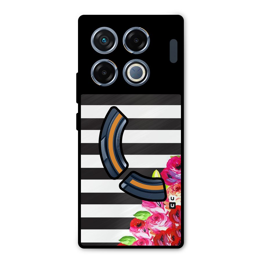 Floral Stripes Metal Back Case for Infinix GT 20 Pro