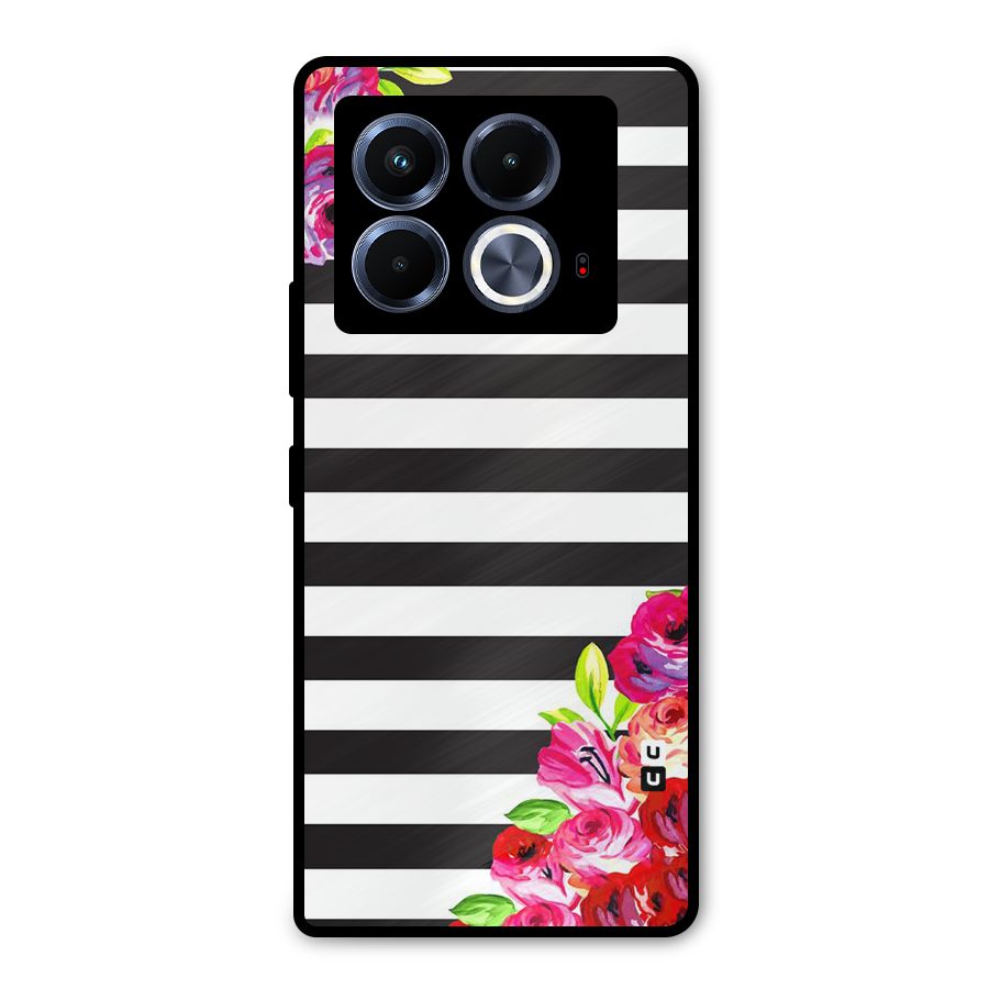 Floral Stripes Metal Back Case for Infinix Note 40 5G