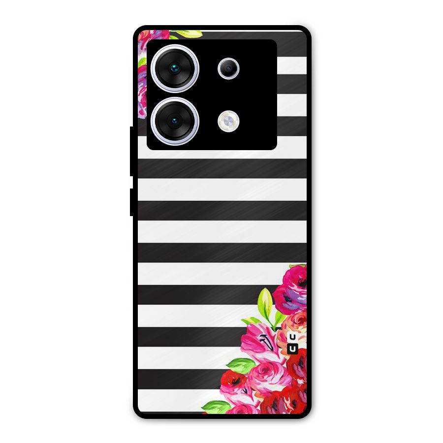 Floral Stripes Metal Back Case for Infinix Zero 30 5G