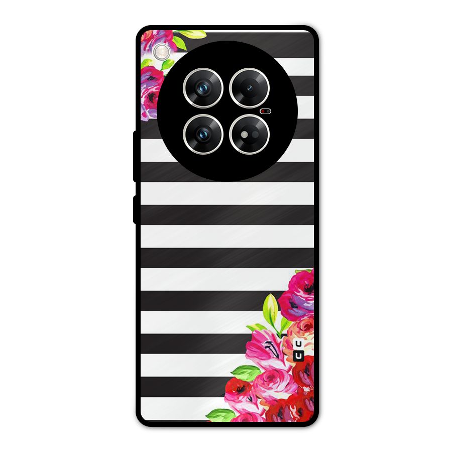 Floral Stripes Metal Back Case for Infinix Zero 40 5G