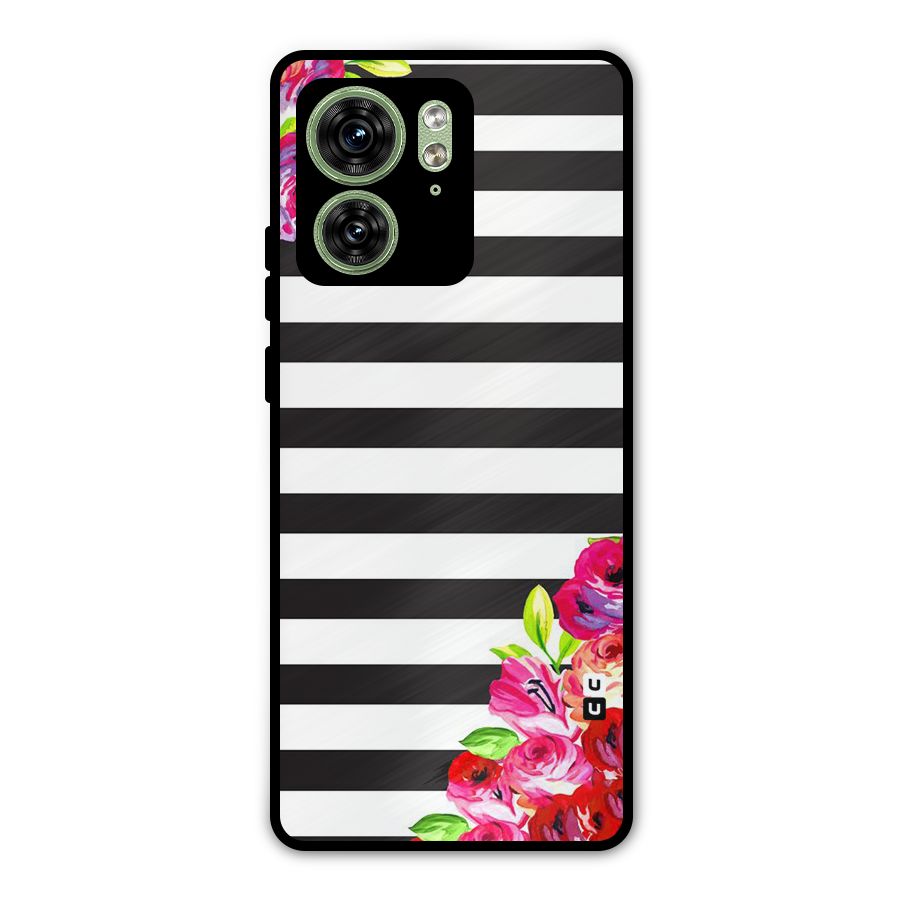 Floral Stripes Metal Back Case for Motorola Edge 40 5G
