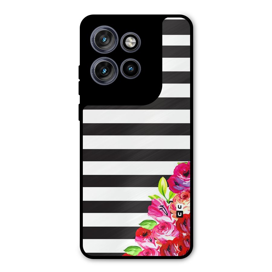 Floral Stripes Metal Back Case for Motorola Edge 50 Neo