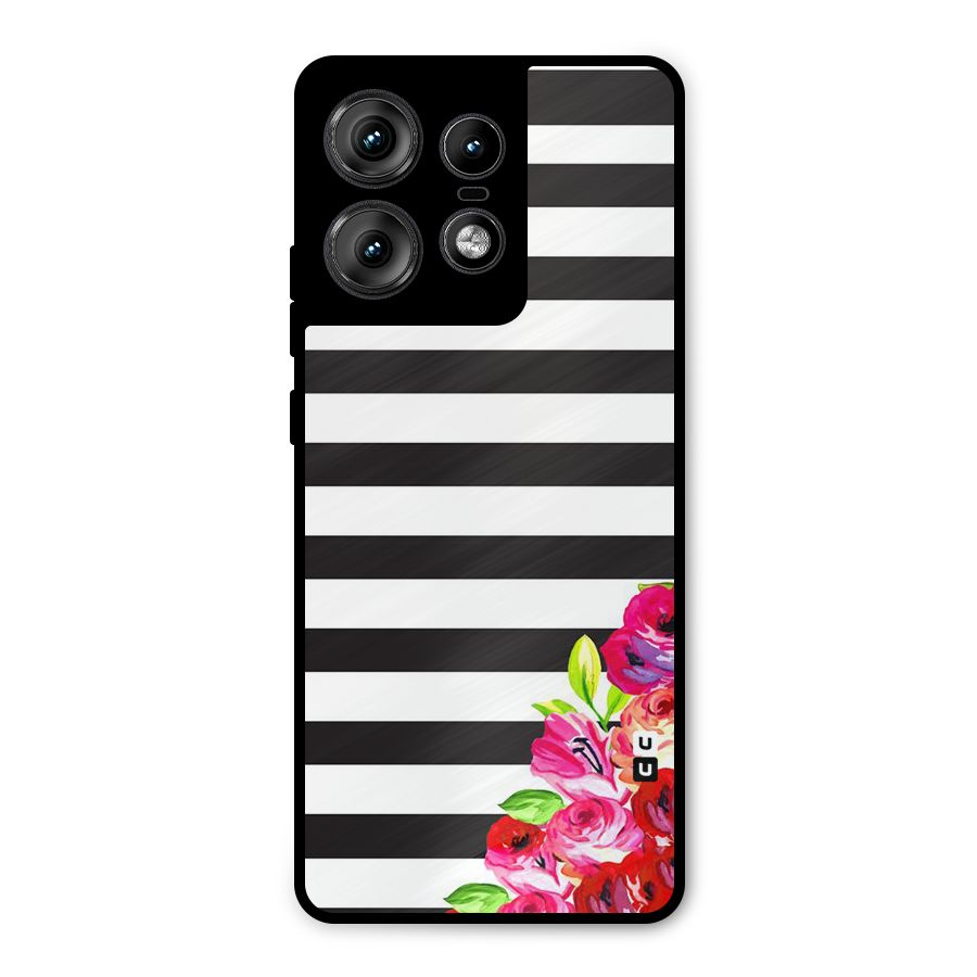 Floral Stripes Metal Back Case for Motorola Edge 50 Pro