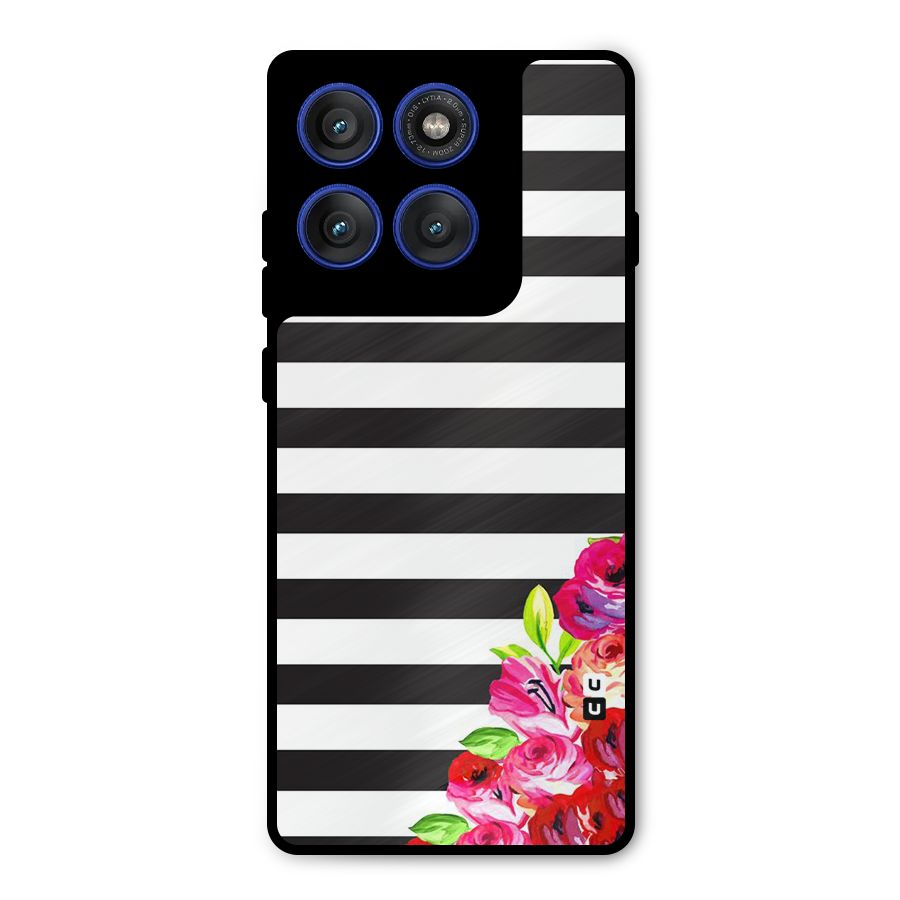 Floral Stripes Metal Back Case for Motorola Edge 60 Pro