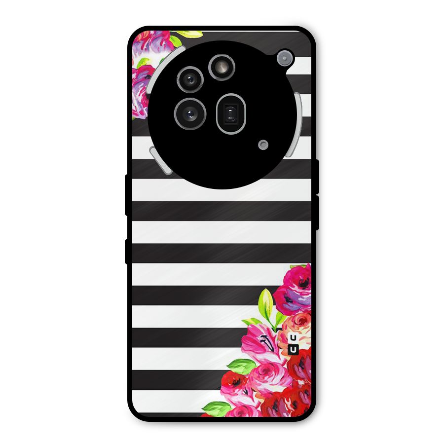 Floral Stripes Metal Back Case for Nothing Phone 3a Pro