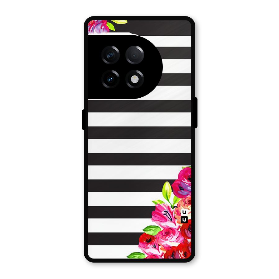 Floral Stripes Metal Back Case for OnePlus 11R