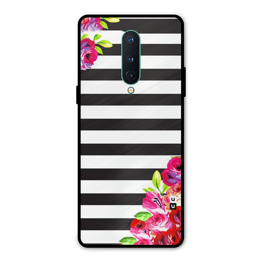 Floral Stripes Metal Back Case for OnePlus 8