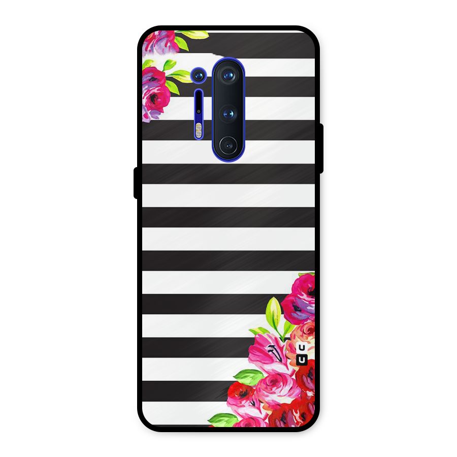 Floral Stripes Metal Back Case for OnePlus 8 Pro