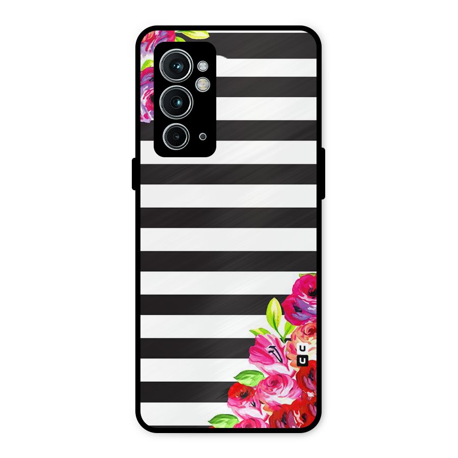 Floral Stripes Metal Back Case for OnePlus 9RT 5G