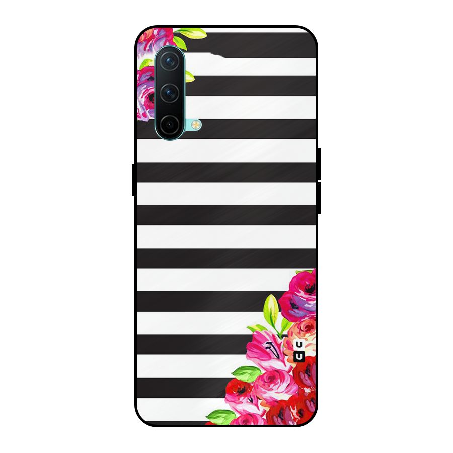 Floral Stripes Metal Back Case for OnePlus Nord CE 5G