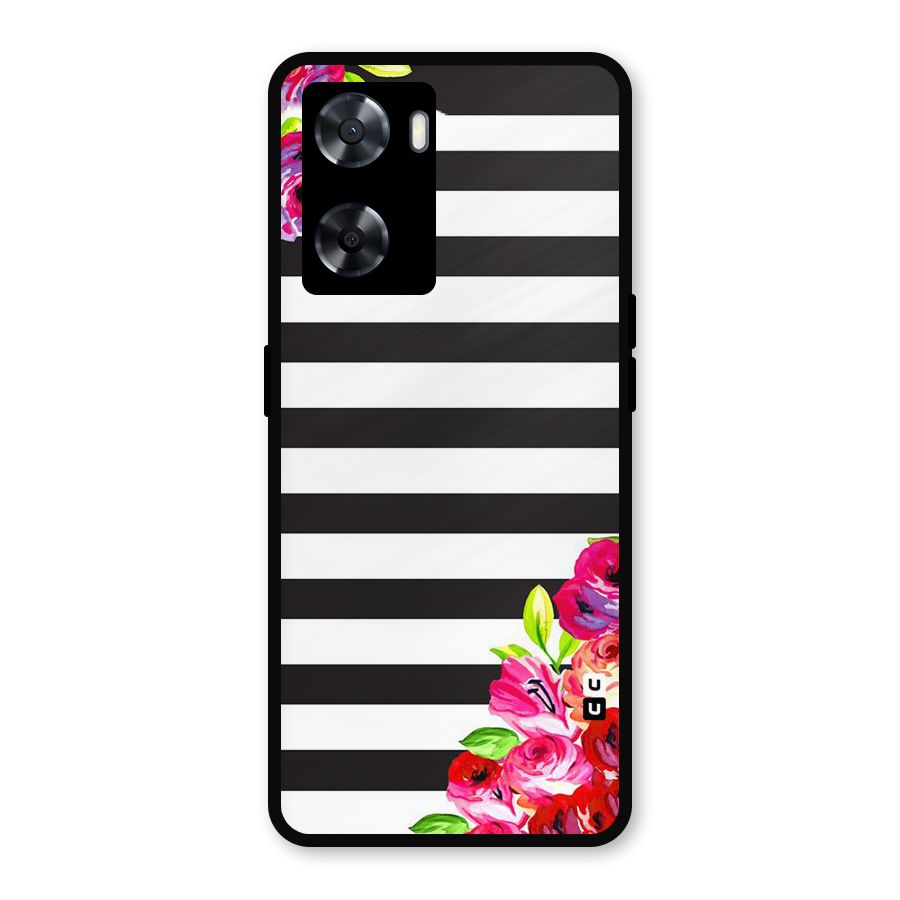 Floral Stripes Metal Back Case for Oppo A77