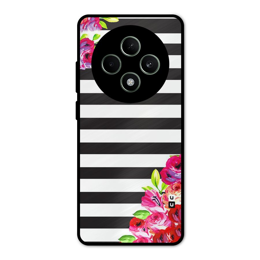 Floral Stripes Metal Back Case for Oppo F27