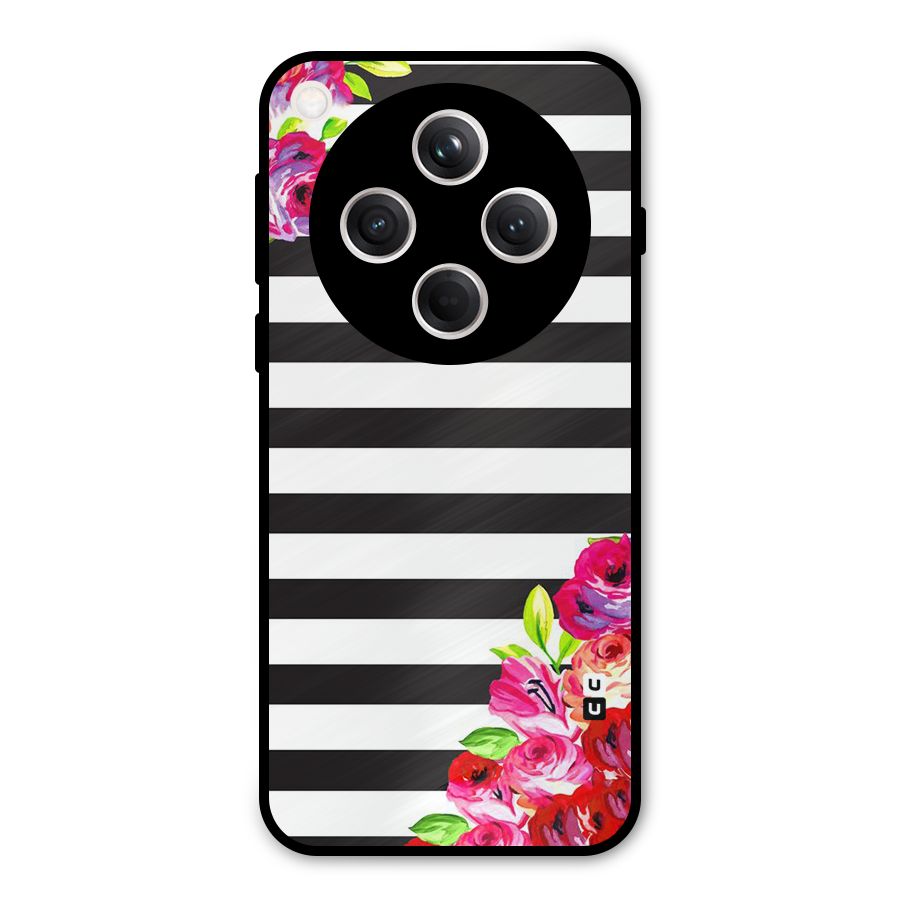 Floral Stripes Metal Back Case for Oppo Find X8
