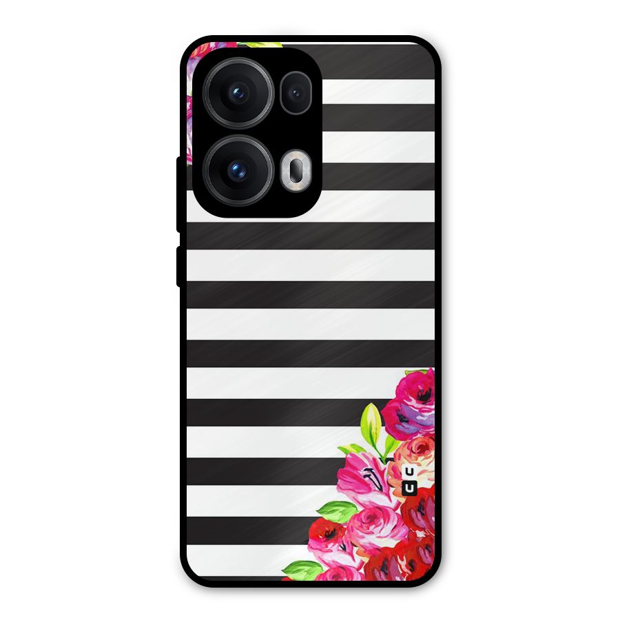 Floral Stripes Metal Back Case for Oppo Reno13 Pro