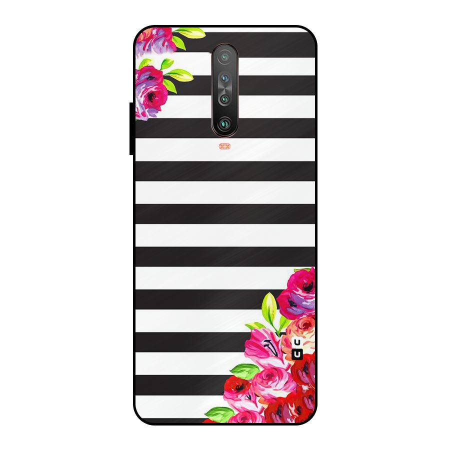 Floral Stripes Metal Back Case for Poco X2