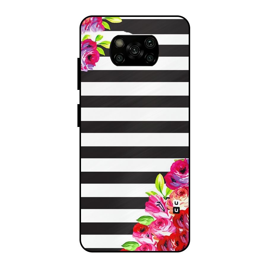 Floral Stripes Metal Back Case for Poco X3