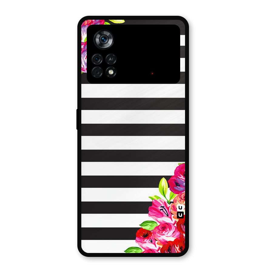 Floral Stripes Metal Back Case for Poco X4 Pro 5G