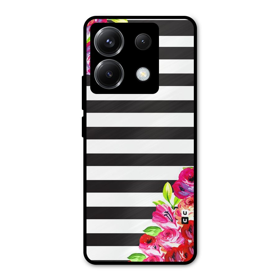 Floral Stripes Metal Back Case for Poco X6