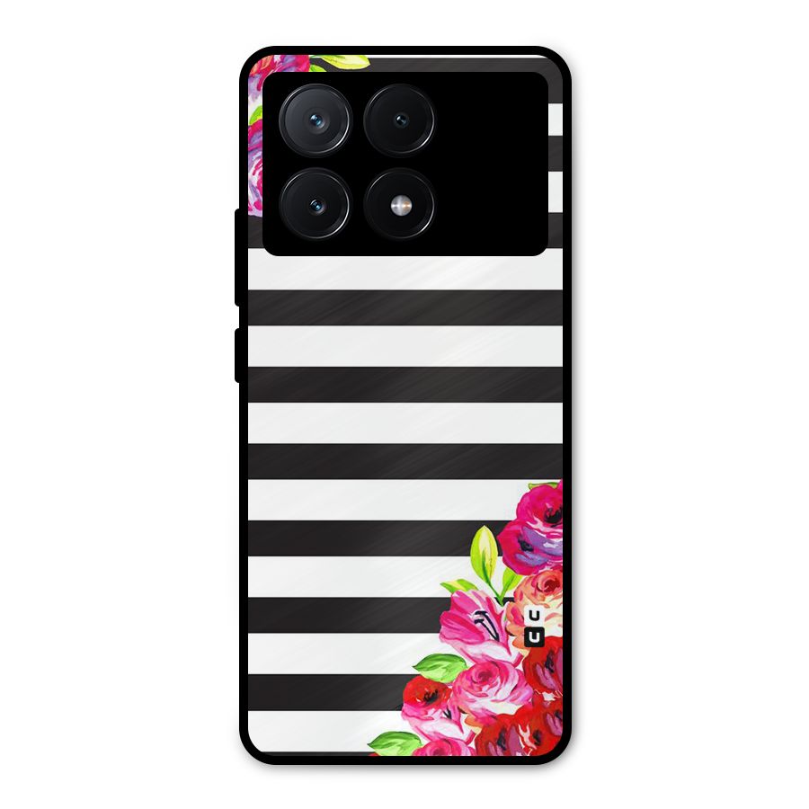 Floral Stripes Metal Back Case for Poco X6 Pro