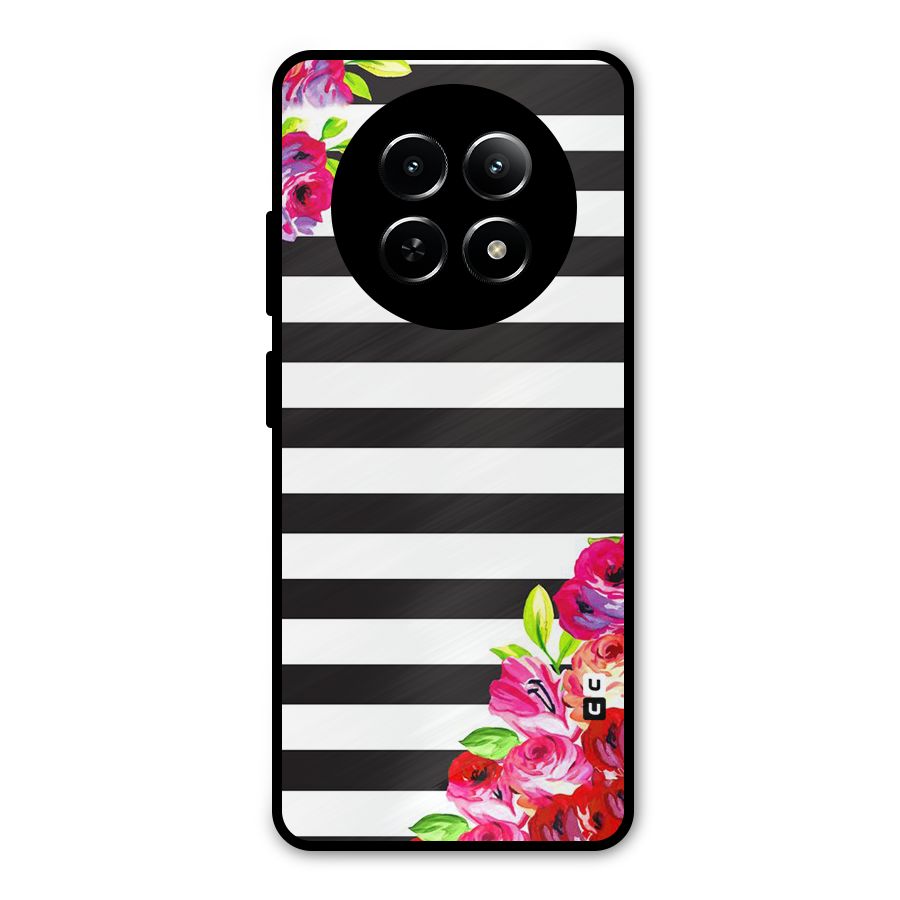 Floral Stripes Metal Back Case for Realme 12x 5G