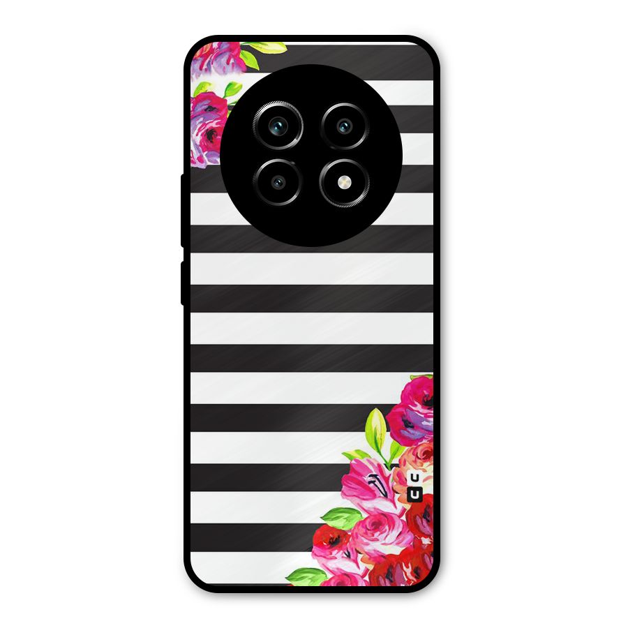Floral Stripes Metal Back Case for Realme 13 Pro